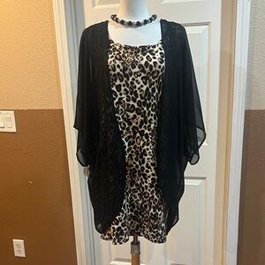 Love Squared Animal Print Dress with Black Overlay